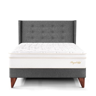 DORMITORIO EUROPEO PARAÍSO ROYAL CLOUD 1.5 PLAZAS + CABECERA GOLD GRIS + 1 ALMOHADA VISCOELÁSTICA - 3