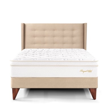 DORMITORIO EUROPEO PARAÍSO ROYAL CLOUD 2 PLAZAS + CABECERA GOLD CHAMPAGNE + 2 ALMOHADAS VISCOELÁSTICAS - 3