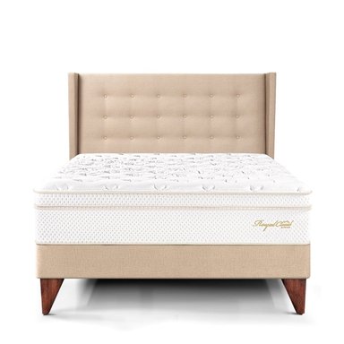 DORMITORIO EUROPEO PARAÍSO ROYAL CLOUD QUEEN + CABECERA GOLD CHAMPAGNE + 2 ALMOHADAS VISCOELÁSTICAS - 3