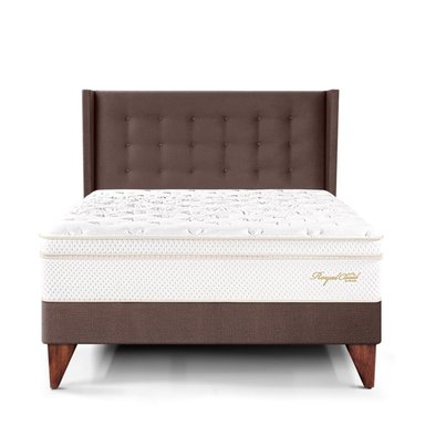 DORMITORIO EUROPEO PARAÍSO ROYAL CLOUD QUEEN + CABECERA GOLD CHOCOLATE + 2 ALMOHADAS VISCOELÁSTICAS - 3