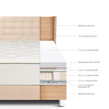 DORMITORIO PARAÍSO ROYAL CROWN KING + CABECERA GOLD CHAMPAGNE + 2 ALMOHADAS VISCOELÁSTICAS - 4
