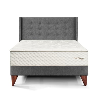 DORMITORIO EUROPEO PARAÍSO ROYAL CROWN 2 PLAZAS GOLD GRIS + 2 ALMOHADAS VISCOELÁSTICAS - 3