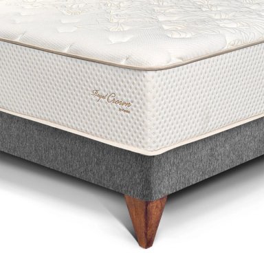DORMITORIO EUROPEO PARAÍSO ROYAL CROWN QUEEN + CABECERA GOLD GRIS + 2 ALMOHADAS VISCOELÁSTICAS - 2