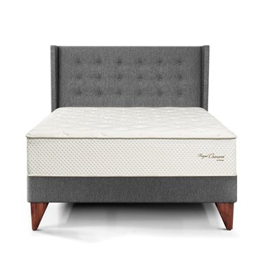 DORMITORIO EUROPEO PARAÍSO ROYAL CROWN QUEEN + CABECERA GOLD GRIS + 2 ALMOHADAS VISCOELÁSTICAS - 3