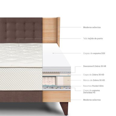 DORMITORIO EUROPEO PARAÍSO ROYAL CROWN KING + CABECERA GOLD CHOCOLATE + 2 ALMOHADAS VISCOELÁSTICAS - 4