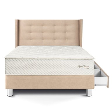 DORMITORIO CON CAJONES PARAÍSO ROYAL CROWN 1.5 PLAZAS + CABECERA GOLD CHAMPAGNE + 1 ALMOHADA VISCOELÁSTICA - 3