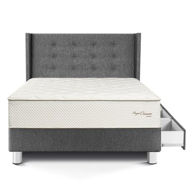 DORMITORIO CON CAJONES PARAÍSO ROYAL CROWN 1.5 PLAZAS + CABECERA GOLD GRIS + 1 ALMOHADA VISCOELÁSTICA - 3