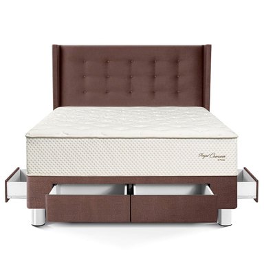 DORMITORIO CON CAJONES PARAÍSO ROYAL CROWN 2 PLAZAS + CABECERA GOLD CHOCOLATE + 2 ALMOHADAS VISCOELÁSTICAS - 3