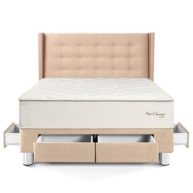 DORMITORIO CON CAJONES PARAÍSO ROYAL CROWN 2 PLAZAS + CABECERA GOLD CHAMPAGNE + 2 ALMOHADAS VISCOELÁSTICAS - 3