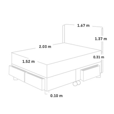 DORMITORIO CON CAJONES PARAÍSO ROYAL CROWN QUEEN + CABECERA GOLD CHAMPAGNE + 2 ALMOHADAS VISCOELÁSTICAS - 5