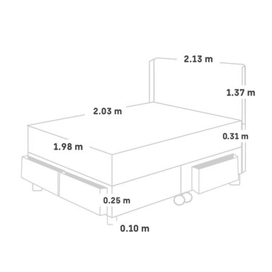 DORMITORIO CON CAJONES PARAÍSO ROYAL CROWN KING + CABECERA GOLD CHAMPAGNE + 2 ALMOHADAS VISCOELÁSTICAS - 5
