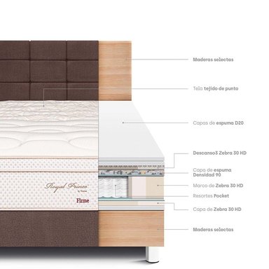 DORMITORIO PARAÍSO ROYAL PRINCE 1.5 PLAZAS + CABECERA BLOCKS CHOCOLATE + 1 ALMOHADA VISCOELÁSTICA - 4