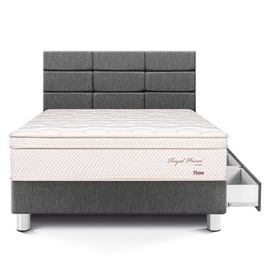 DORMITORIO CON CAJONES PARAÍSO ROYAL PRINCE 1.5 PLAZAS + CABECERA BLOCKS GRIS + 1 ALMOHADA VISCOELÁSTICA - 3