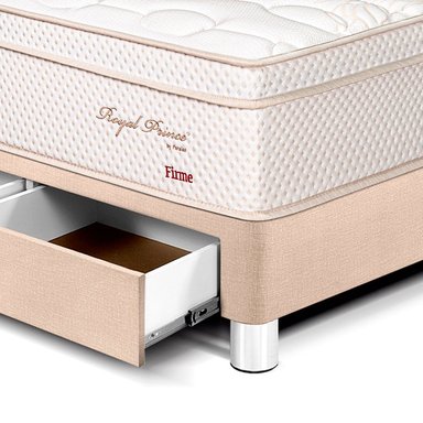 DORMITORIO CON CAJONES PARAÍSO ROYAL PRINCE QUEEN + CABECERA BLOCKS CHAMPAGNE + 2 ALMOHADAS VISCOELÁSTICAS - 2