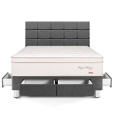 DORMITORIO CON CAJONES PARAÍSO ROYAL PRINCE QUEEN + CABECERA BLOCKS GRIS + 2 ALMOHADAS VISCOELÁSTICAS - 3