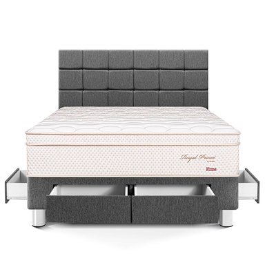 DORMITORIO CON CAJONES PARAÍSO ROYAL PRINCE KING + CABECERA BLOCKS GRIS + 2 ALMOHADAS VISCOELÁSTICAS - 3