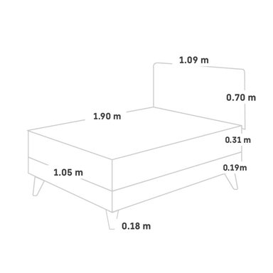DORMITORIO EUROPEO PARAÍSO ROYAL PRINCE 1.5 PLAZAS + CABECERA BLOCKS GRIS + 1 ALMOHADA VISCOELÁSTICA - 5