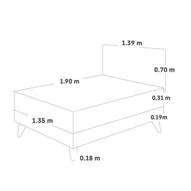 DORMITORIO EUROPEO PARAÍSO ROYAL PRINCE 2 PLAZAS + CABECERA BLOCKS GRIS + 2 ALMOHADAS VISCOELÁSTICAS - 5