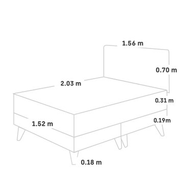 DORMITORIO EUROPEO PARAÍSO ROYAL PRINCE QUEEN + CABECERA BLOCKS CHAMPAGNE + 2 ALMOHADAS VISCOELÁSTICAS - 5