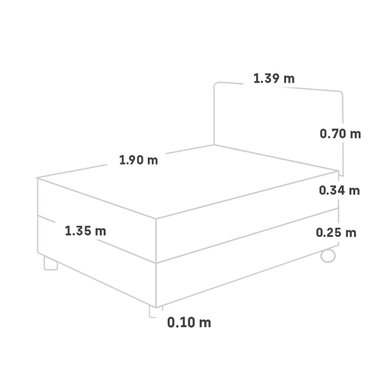 DORMITORIO PARAÍSO ROYAL CLOUD 2 PLAZAS + CABECERA BLOCKS GRIS + 2 ALMOHADAS VISCOELÁSTICAS - 5