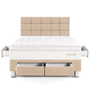 DORMITORIO CON CAJONES PARAÍSO ROYAL CLOUD QUEEN + CABECERA BLOCKS CHAMPAGNE + 2 ALMOHADAS VISCOELÁSTICAS - 3