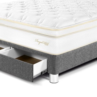 DORMITORIO CON CAJONES PARAÍSO ROYAL CLOUD KING + CABECERA BLOCKS GRIS + 2 ALMOHADAS VISCOELÁSTICAS - 2