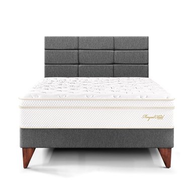 DORMITORIO EUROPEO PARAÍSO ROYAL CLOUD 1.5 PLAZAS + CABECERA BLOCKS GRIS + 1 ALMOHADA VISCOELÁSTICA - 3