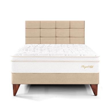 DORMITORIO EUROPEO PARAÍSO ROYAL CLOUD 2 PLAZAS + CABECERA BLOCKS CHAMPAGNE + 2 ALMOHADAS VISCOELÁSTICAS - 3