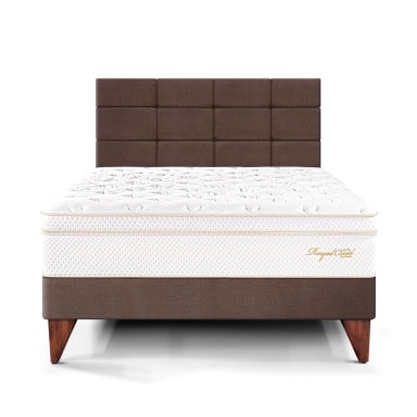 DORMITORIO EUROPEO PARAÍSO ROYAL CLOUD 2 PLAZAS + CABECERA BLOCKS CHOCOLATE + 2 ALMOHADAS VISCOELÁSTICAS - 3
