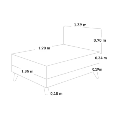 DORMITORIO EUROPEO PARAÍSO ROYAL CLOUD 2 PLAZAS + CABECERA BLOCKS GRIS + 2 ALMOHADAS VISCOELÁSTICAS - 5