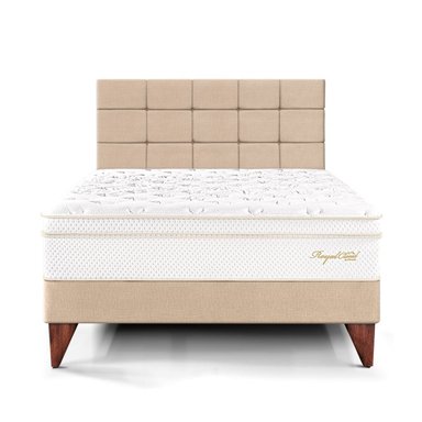 DORMITORIO EUROPEO PARAÍSO ROYAL CLOUD QUEEN + CABECERA BLOCKS CHAMPAGNE + 2 ALMOHADAS VISCOELÁSTICAS - 3