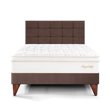 DORMITORIO EUROPEO PARAÍSO ROYAL CLOUD QUEEN + CABECERA BLOCKS CHOCOLATE + 2 ALMOHADAS VISCOELÁSTICAS - 3