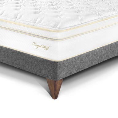 DORMITORIO EUROPEO PARAÍSO ROYAL CLOUD QUEEN + CABECERA BLOCKS GRIS + 2 ALMOHADAS VISCOELÁSTICAS - 2