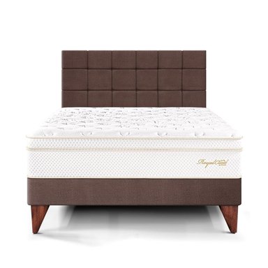 DORMITORIO EUROPEO PARAÍSO ROYAL CLOUD KING + CABECERA BLOCKS CHOCOLATE + 2 ALMOHADAS VISCOELÁSTICAS - 3