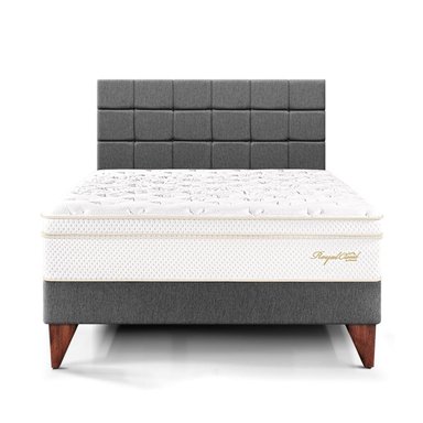 DORMITORIO EUROPEO PARAÍSO ROYAL CLOUD KING + CABECERA BLOCKS GRIS + 2 ALMOHADAS VISCOELÁSTICAS - 3