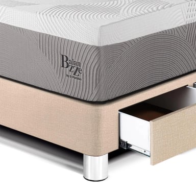 DORMITORIO CON CAJONES PARAÍSO BALANZZE 1.5 PLAZAS ROYAL + CABECERA BLOCKS CHAMPAGNE + 1 ALMOHADA VISCOELÁSTICA - 2