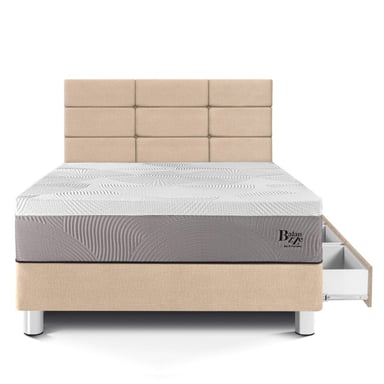 DORMITORIO CON CAJONES PARAÍSO BALANZZE 1.5 PLAZAS ROYAL + CABECERA BLOCKS CHAMPAGNE + 1 ALMOHADA VISCOELÁSTICA - 3
