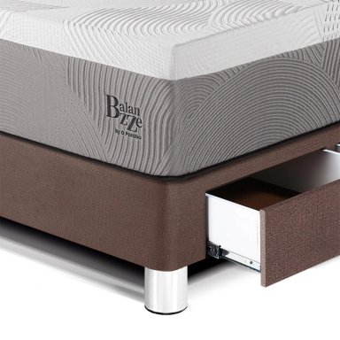 DORMITORIO CON CAJONES PARAÍSO BALANZZE 1.5 PLAZAS ROYAL + CABECERA BLOCKS CHOCOLATE + 1 ALMOHADA VISCOELÁSTICA - 2