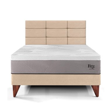 DORMITORIO EUROPEO PARAÍSO BALANZZE 1.5 PLAZAS ROYAL + CABECERA BLOCKS CHAMPAGNE + 1 ALMOHADA VISCOELÁSTICA - 3