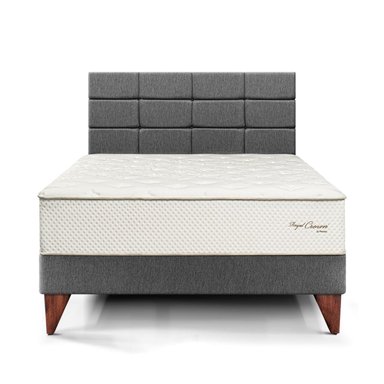 DORMITORIO EUROPEO PARAÍSO ROYAL CROWN 2 PLAZAS + CABECERA BLOCKS GRIS + 2 ALMOHADAS VISCOELÁSTICAS - 3