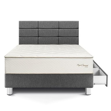 DORMITORIO CON CAJONES PARAÍSO ROYAL CROWN 1.5 PLAZAS + CABECERA BLOCKS GRIS + 1 ALMOHADA VISCOELÁSTICA - 3