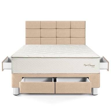 DORMITORIO CON CAJONES PARAÍSO ROYAL CROWN 2 PLAZAS + CABECERA BLOCKS CHAMPAGNE + 2 ALMOHADAS VISCOELÁSTICAS - 3