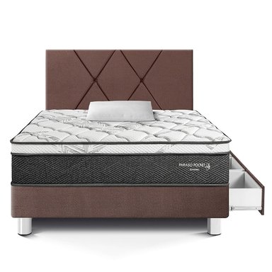 DORMITORIO AMERICANO PARAÍSO PARAÍSO POCKET STAR 1.5 PLAZAS POCKET STAR CAJONES + CABECERA LOFT CHOCOLATE - 3