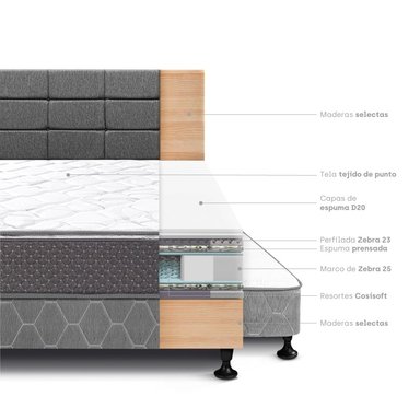 DORMITORIO DIVÁN PARAÍSO SUPER STAR 2 PLAZAS BLOCKS CHARCOAL - 4