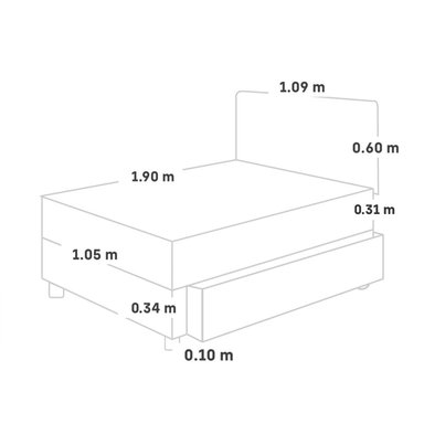 DORMITORIO DIVÁN PARAÍSO CROWN 1.5 PLAZAS BLOCKS CHARCOAL + 1 ALMOHADA VISCOELÁSTICA - 5