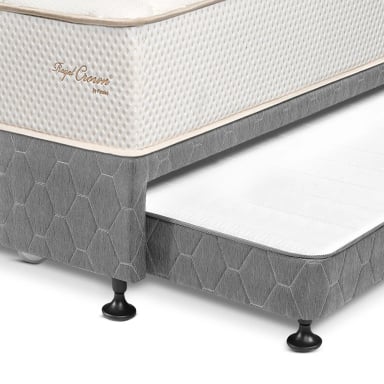 DORMITORIO DIVÁN PARAÍSO CROWN 2 PLAZAS BLOCKS CHARCOAL + 2 ALMOHADAS VISCOELÁSTICAS - 2