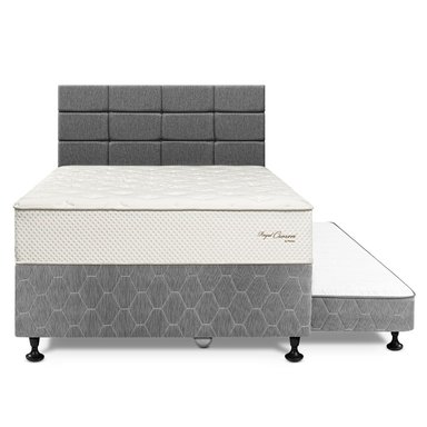 DORMITORIO DIVÁN PARAÍSO CROWN 2 PLAZAS BLOCKS CHARCOAL + 2 ALMOHADAS VISCOELÁSTICAS - 3