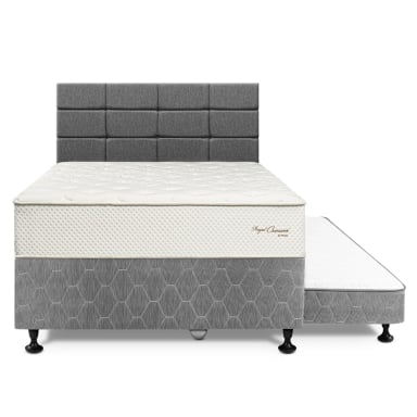 DORMITORIO DIVÁN PARAÍSO CROWN 2 PLAZAS BLOCKS CHARCOAL + 2 ALMOHADAS VISCOELÁSTICAS - 3