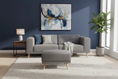 SOFA CON PUFF RIPLEY HOME MARÍA 3 CUERPOS GRIS OSCURO - 2