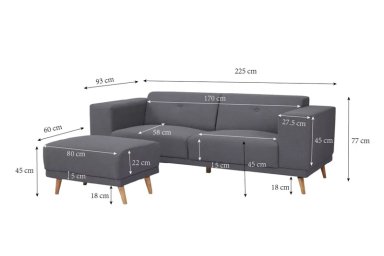SOFA CON PUFF RIPLEY HOME MARÍA 3 CUERPOS GRIS OSCURO - 4